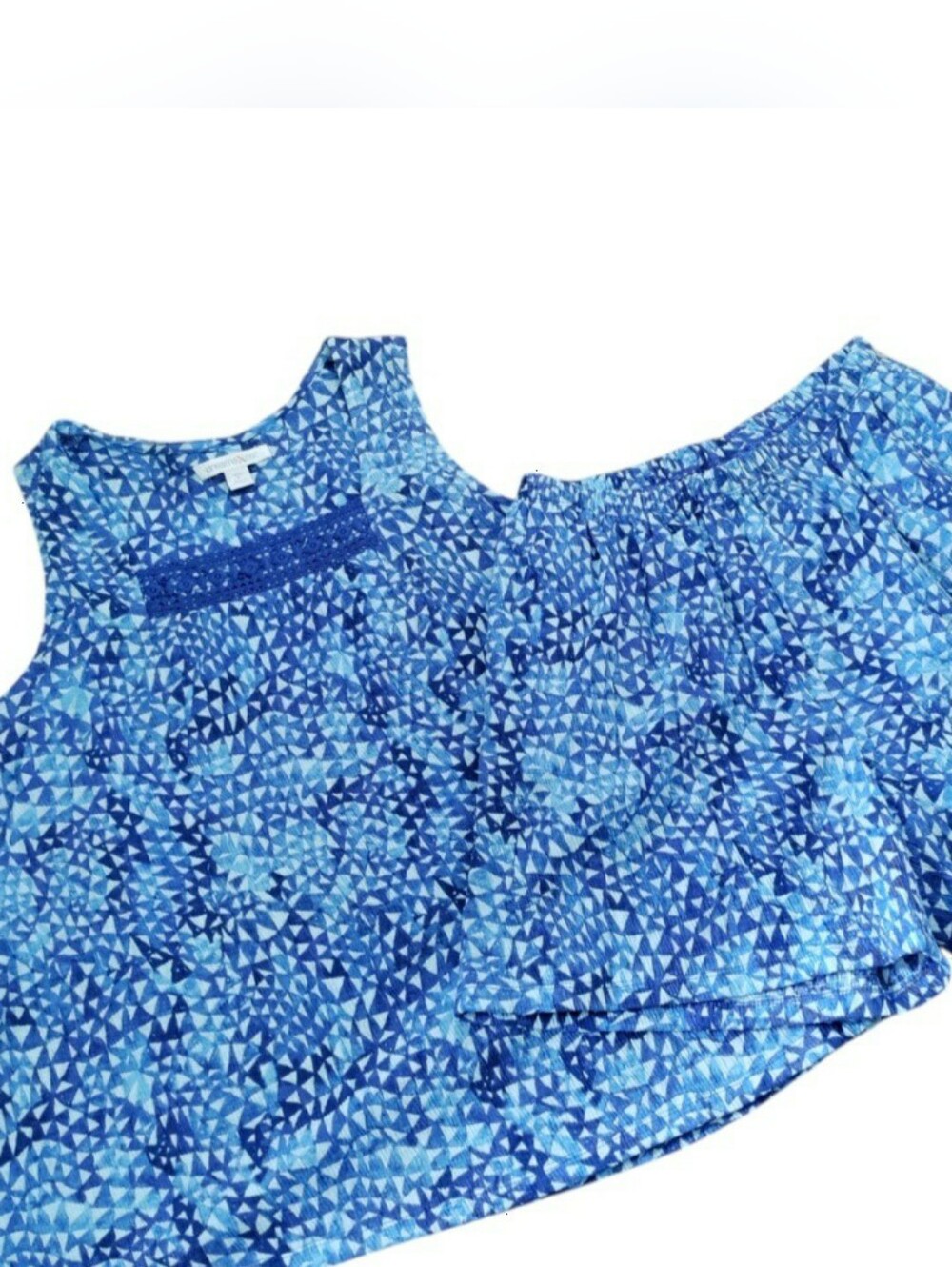 Dreams Co Pajama Lounge Set Tank Colorful Geometric Print Knit